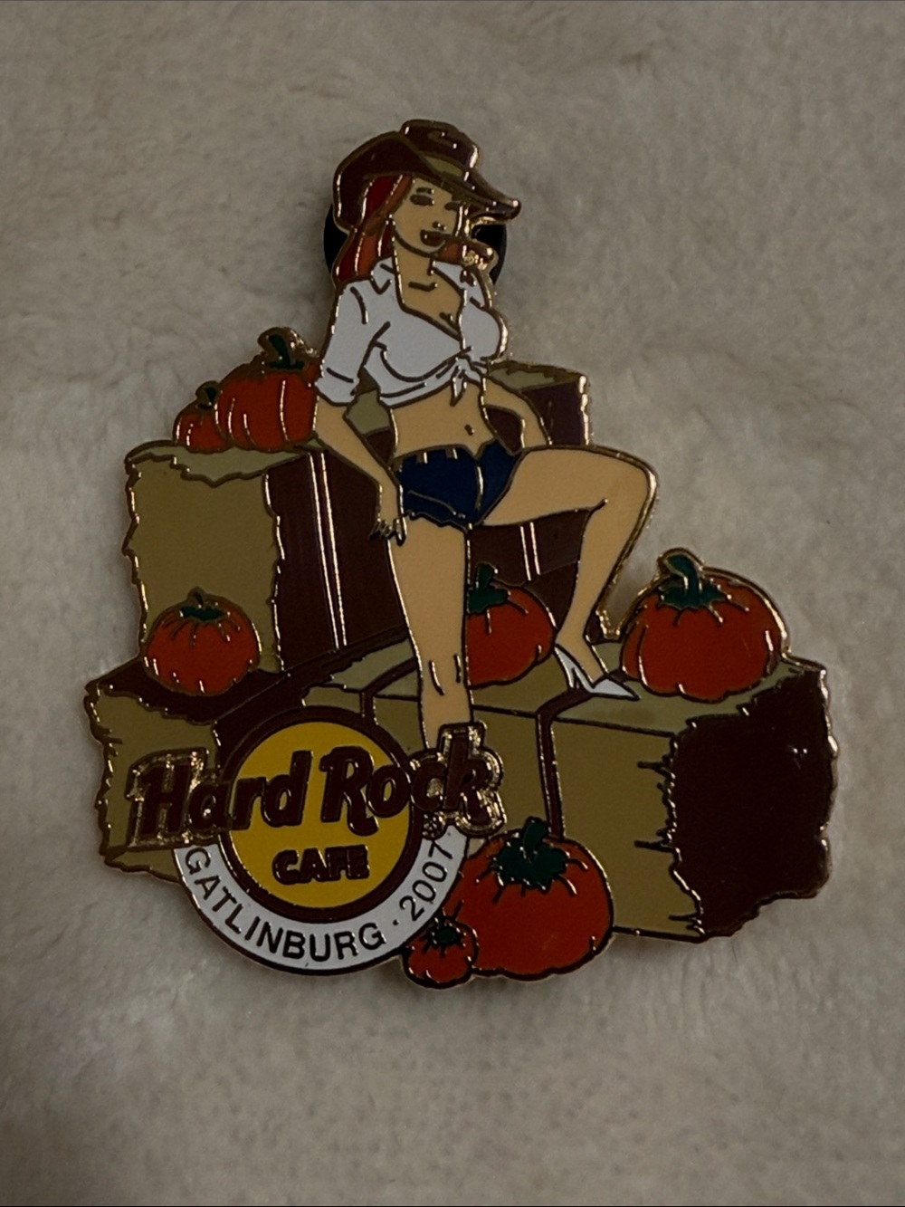 Hard Rock Cafe Gatlinburg Pin Enamel Cowgirl Pumpkin Design
